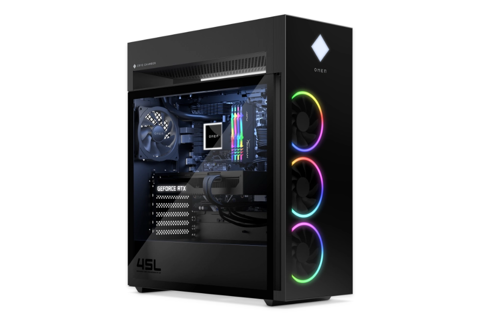 "Alt text: A high-performance gaming computer with RGB lighting, powerful graphics card, and sleek design, ideal for immersive gaming experiences."