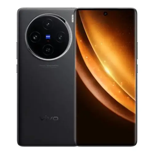 A sleek and modern smartphone, the Vivo X100, with a stunning edge-to-edge display, high-resolution camera setup, and elegant design, showcasing its advanced technology and premium build quality.